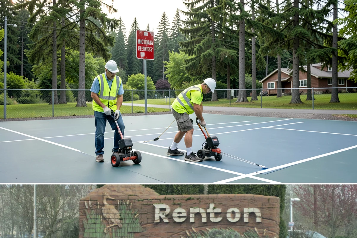Poured-in-Place Surfacing in Renton, King County, WA - Poured-in-place surfacing requires dry, moderate temperatures to cure properly, so installation is scheduled for the summer...