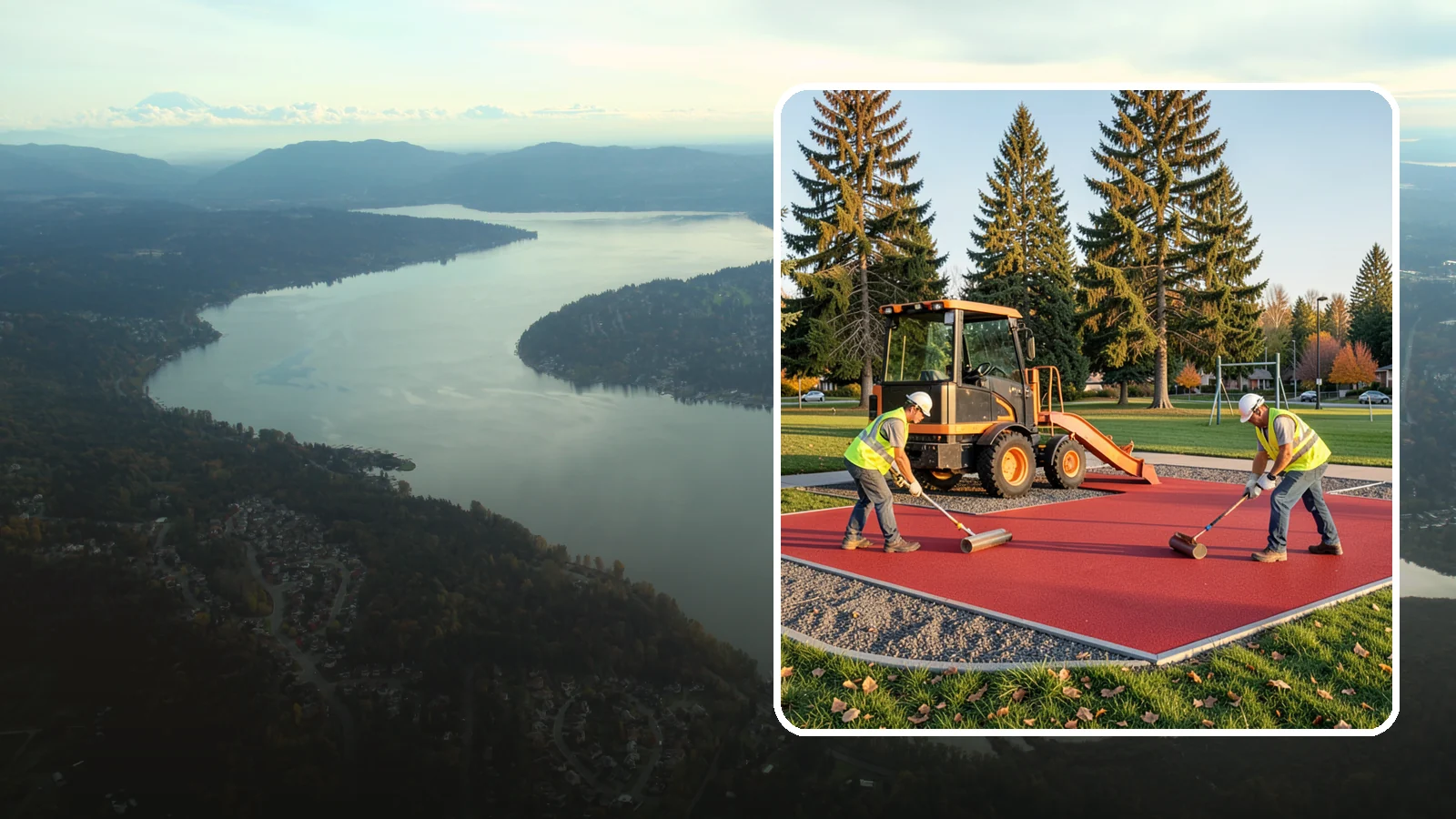 Poured-in-Place Surfacing in Sammamish, King County, WA - Installation of poured-in-place rubber safety surfacing engineered to ADA access and impact-attenuation standards.