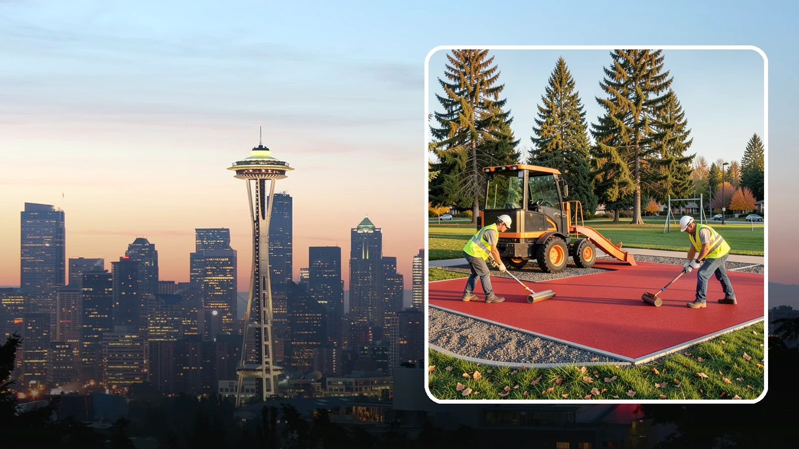 Poured-in-Place Surfacing in Seattle, King County, WA - Installation of poured-in-place rubber safety surfacing engineered to ADA access and impact-attenuation standards.
