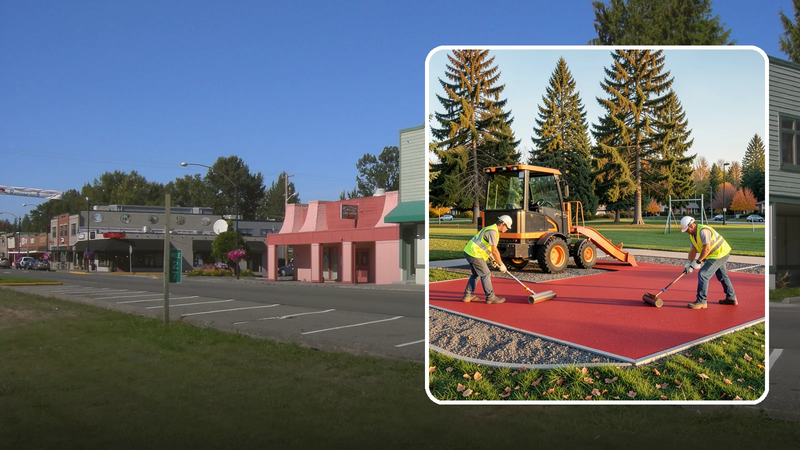 Poured-in-Place Surfacing in Snoqualmie, King County, WA - Installation of poured-in-place rubber safety surfacing engineered to ADA access and impact-attenuation standards.