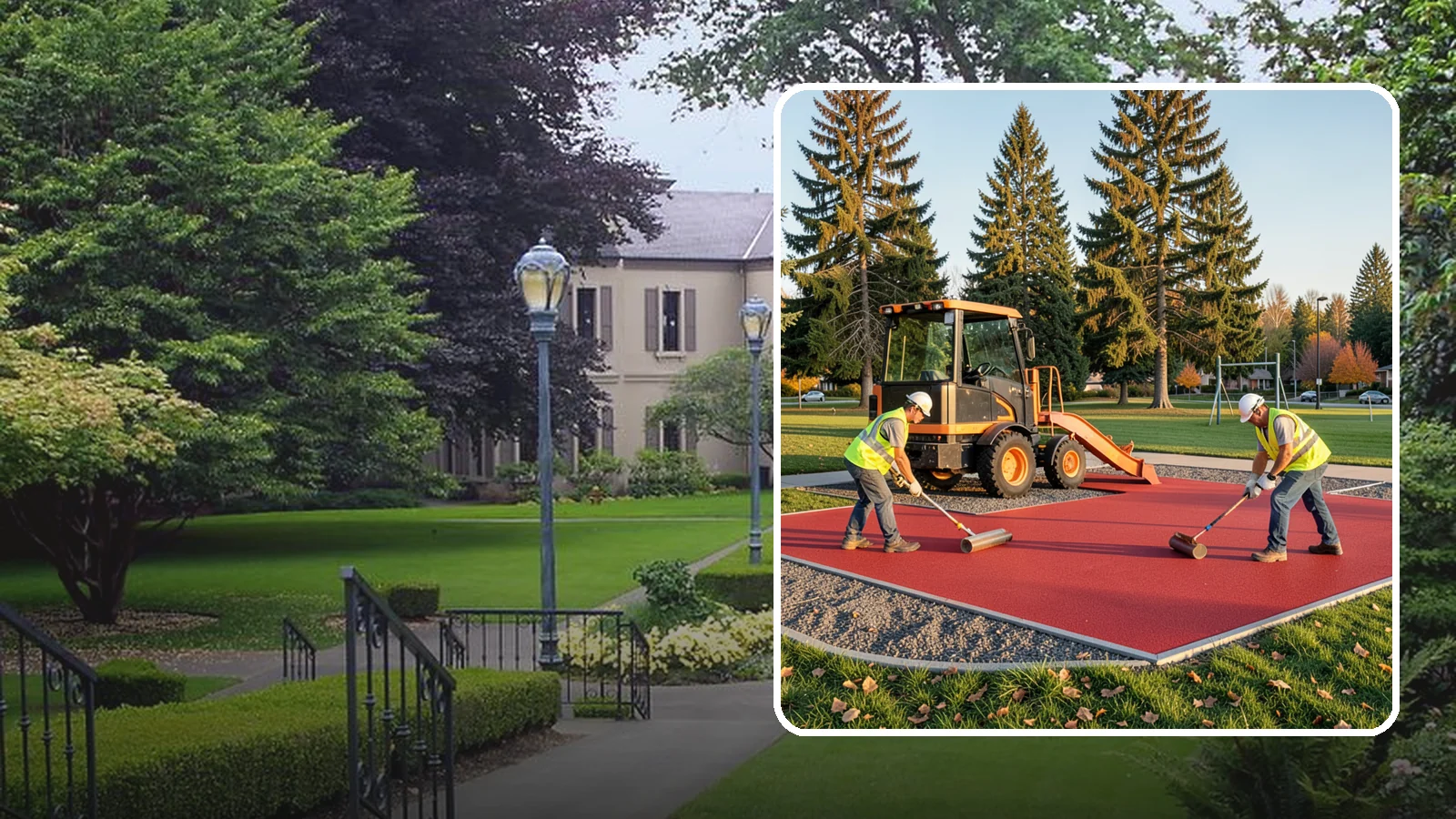 Poured-in-Place Surfacing in Woodinville, King County, WA - Installation of poured-in-place rubber safety surfacing engineered to ADA access and impact-attenuation standards.