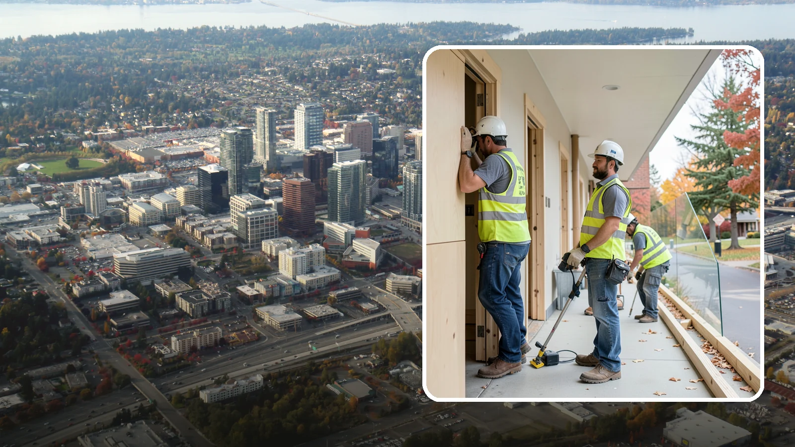 Public Building Carpentry in Bellevue, King County, WA - Rough and finish carpentry for public buildings, from framing repairs to trim and casework.
