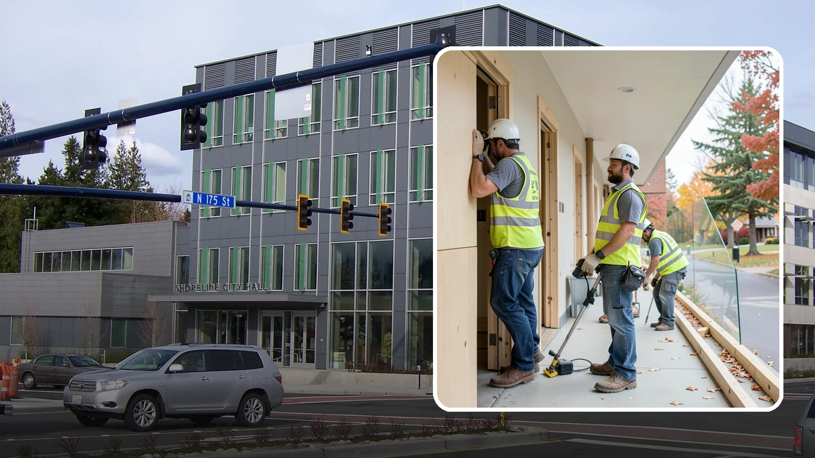 Public Building Carpentry in Shoreline, King County, WA - Rough and finish carpentry for public buildings, from framing repairs to trim and casework.
