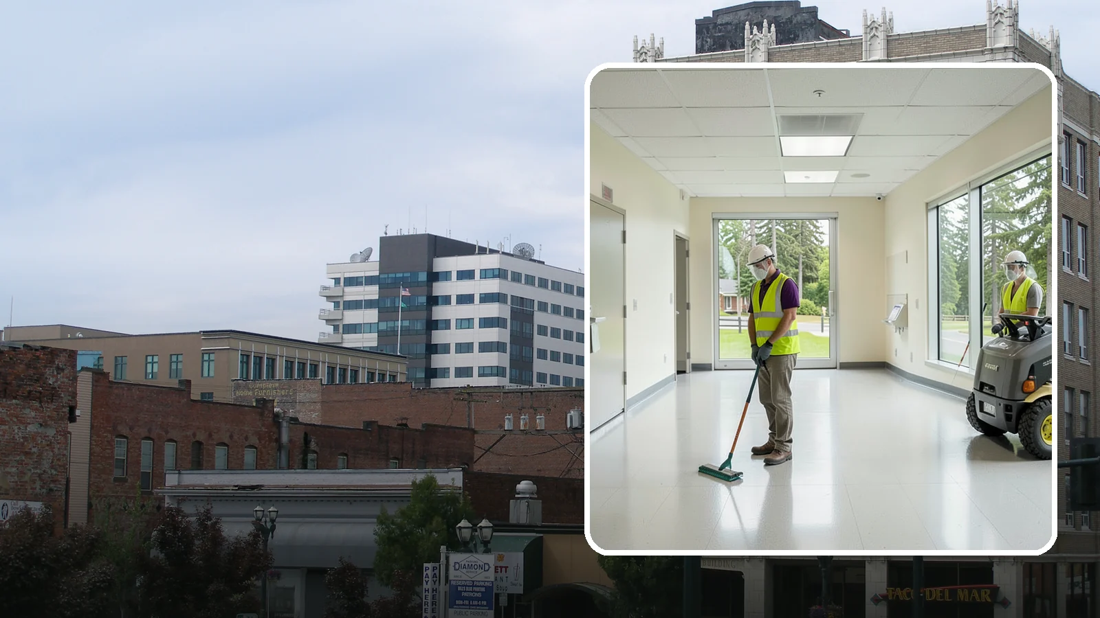 Public Building Janitorial in Everett, Snohomish County, WA - Recurring custodial service keeps city halls, community centers, and administrative offices clean, sanitary, and presentable for...