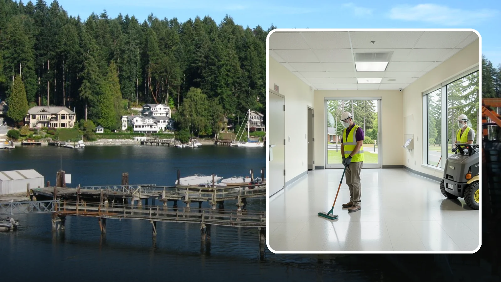 Public Building Janitorial in Gig Harbor, Pierce County, WA - Recurring custodial service keeps city halls, community centers, and administrative offices clean, sanitary, and presentable for...