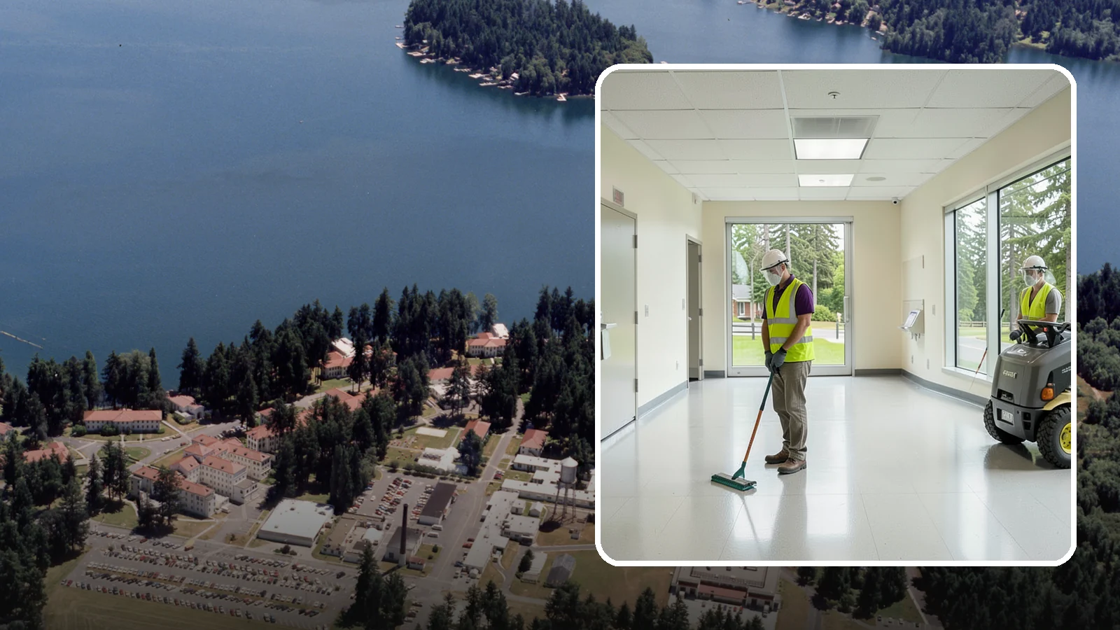Public Building Janitorial in Lakewood, Pierce County, WA - Recurring custodial service keeps city halls, community centers, and administrative offices clean, sanitary, and presentable for...