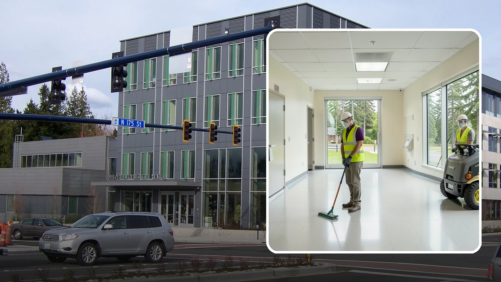 Public Building Janitorial in Shoreline, King County, WA - Recurring custodial service keeps city halls, community centers, and administrative offices clean, sanitary, and presentable for...