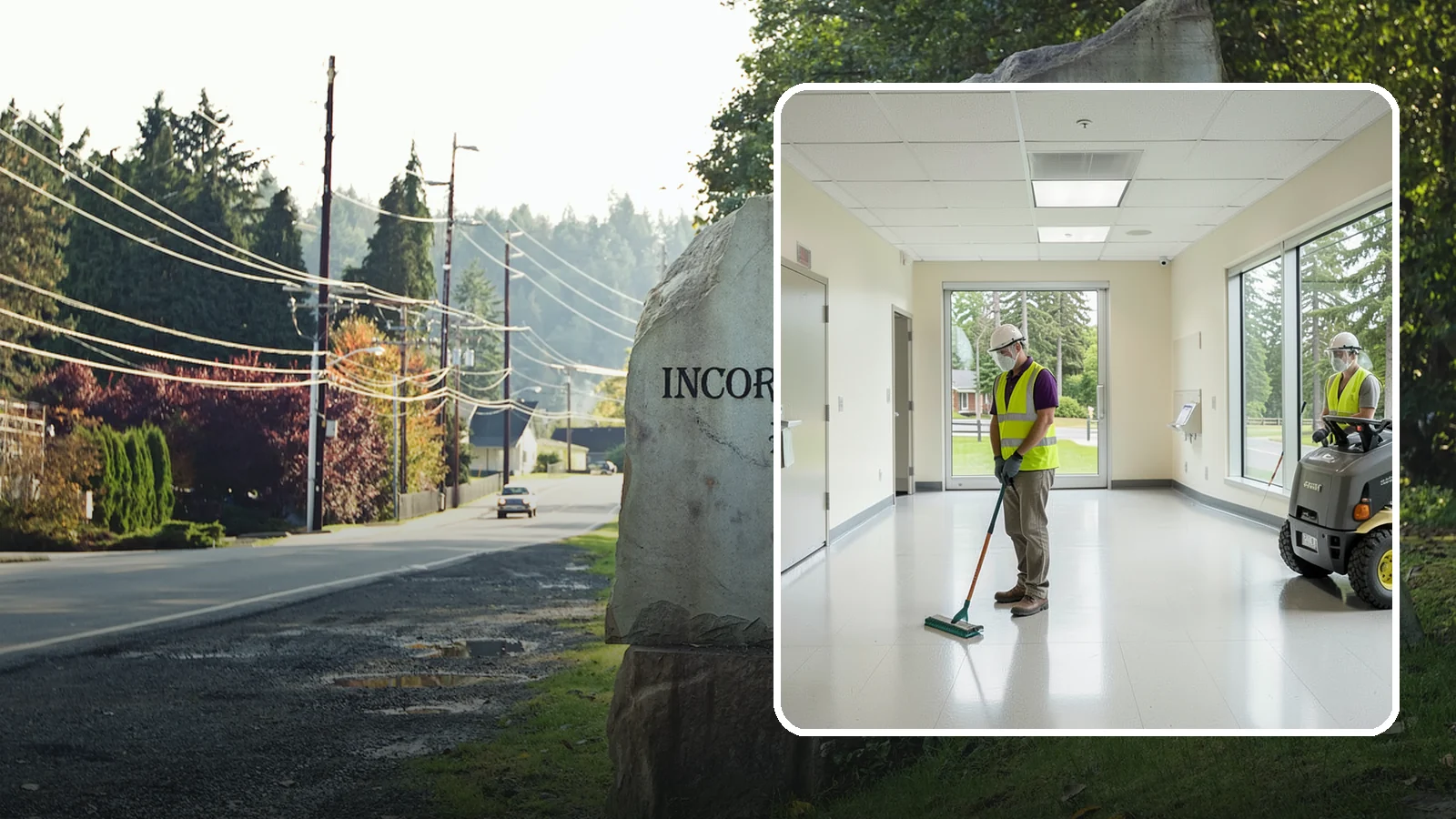 Public Building Janitorial in Wilkeson, Pierce County, WA - Recurring custodial service keeps city halls, community centers, and administrative offices clean, sanitary, and presentable for...