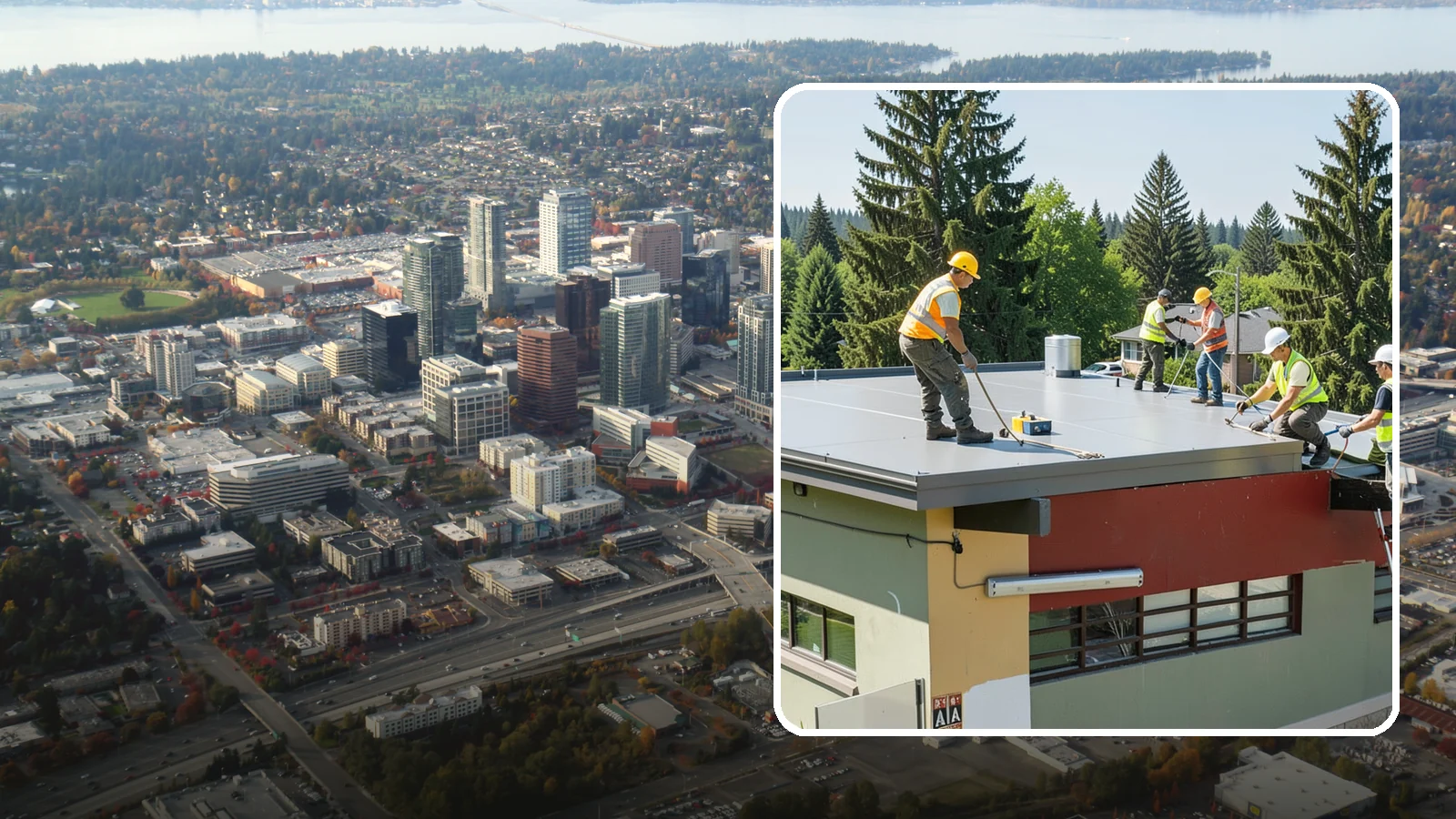 Public Building Roof Maintenance in Bellevue, King County, WA - Extend roof life across your building portfolio with scheduled inspections, cleaning, and preventive maintenance.