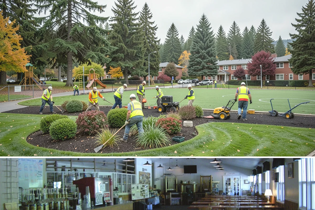 Public Building Roof Maintenance in Black Diamond, King County, WA - Fall and spring service targets the leaf drop and moss growth that Northwest roofs accumulate seasonally.
