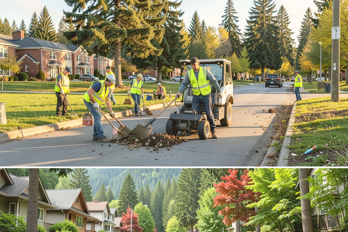 Public Building Roof Maintenance in Darrington, Snohomish County, WA - Fall and spring service targets the leaf drop and moss growth that Northwest roofs accumulate seasonally.