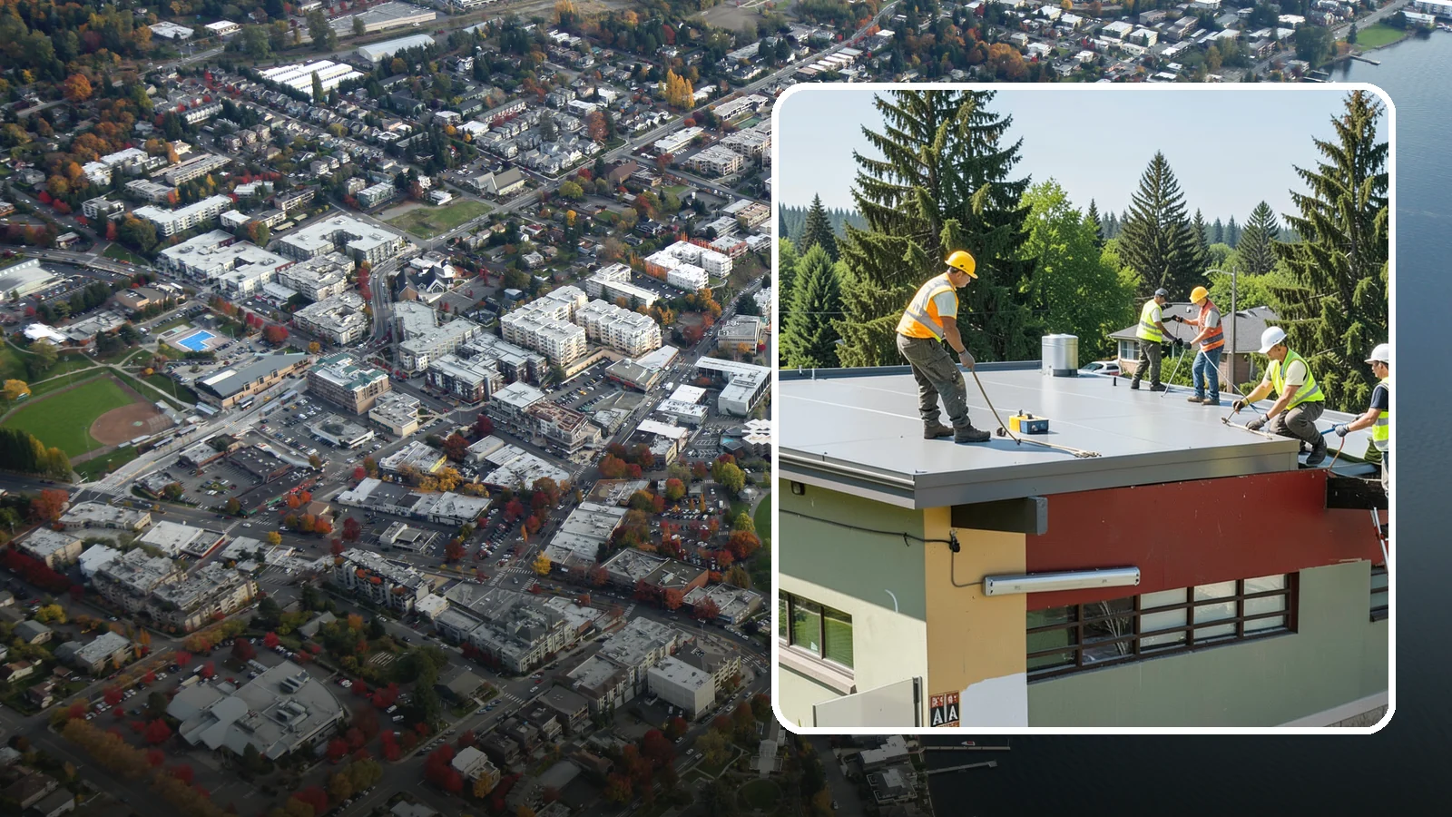 Public Building Roof Maintenance in Kirkland, King County, WA - Extend roof life across your building portfolio with scheduled inspections, cleaning, and preventive maintenance.