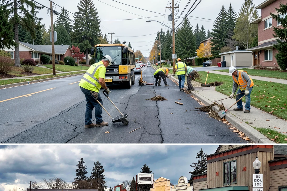 Public Building Roof Maintenance in Roy, Pierce County, WA - Fall and spring service targets the leaf drop and moss growth that Northwest roofs accumulate seasonally.