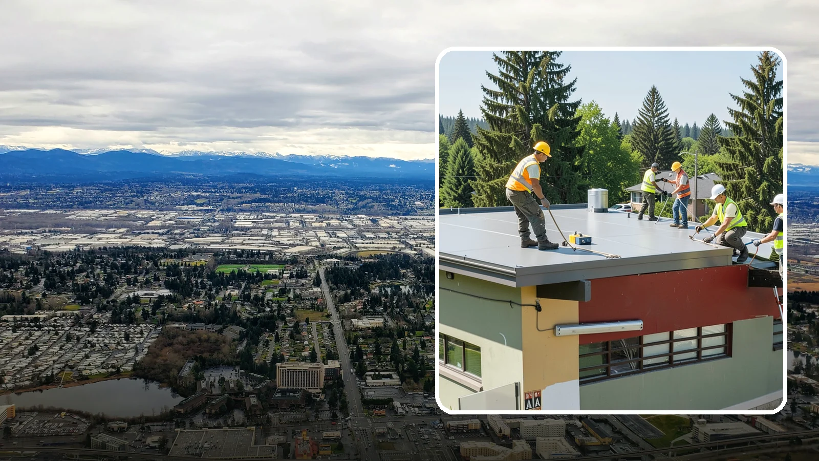 Public Building Roof Maintenance in SeaTac, King County, WA - Extend roof life across your building portfolio with scheduled inspections, cleaning, and preventive maintenance.