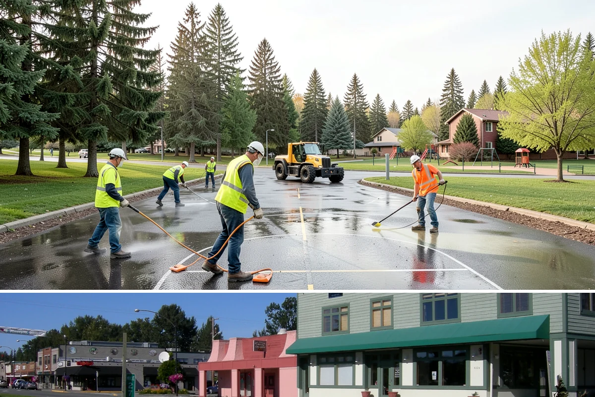 Public Building Roof Maintenance in Snoqualmie, King County, WA - Fall and spring service targets the leaf drop and moss growth that Northwest roofs accumulate seasonally.