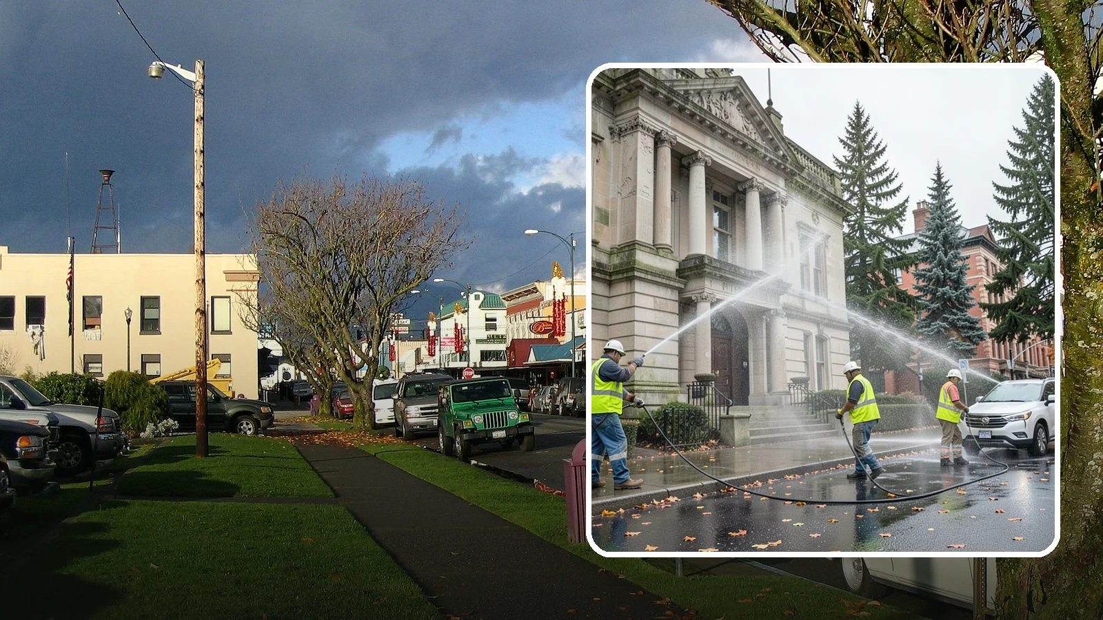 Public Building Washing in Arlington, Snohomish County, WA - Soft-wash and pressure-clean the exteriors of city halls, libraries, and civic buildings to remove PNW mildew and staining.
