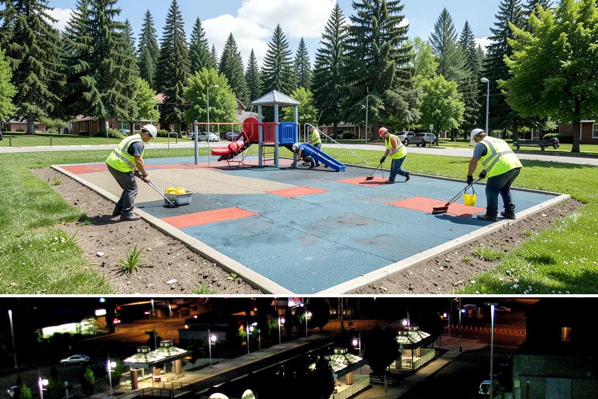 Public Building Washing in Auburn, King County, WA - Plan exterior washing for late spring through summer when drier weather improves results and slows regrowth of mildew and algae.