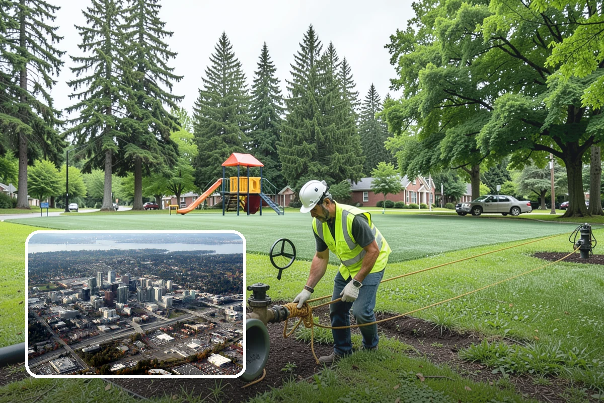 Public Building Washing in Bellevue, King County, WA - Reverses mildew and algae staining typical of the wet PNW climate