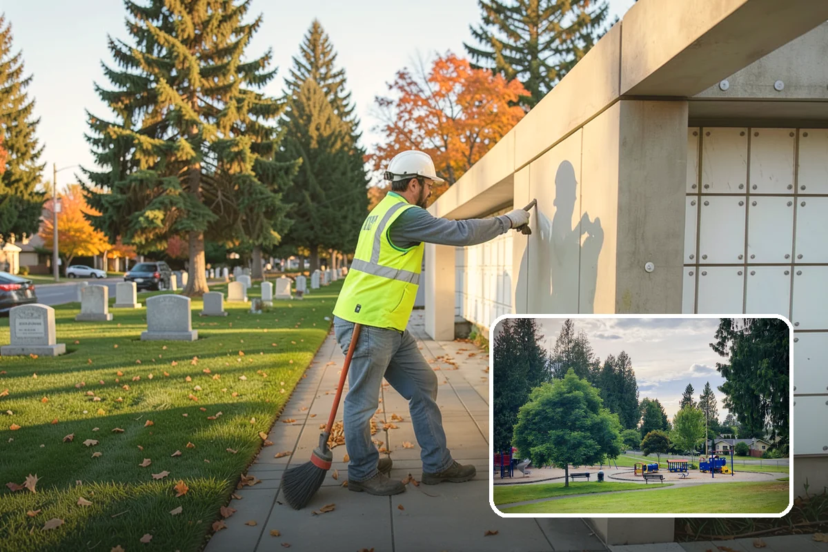 Public Building Washing in Bonney Lake, Pierce County, WA - Reverses mildew and algae staining typical of the wet PNW climate