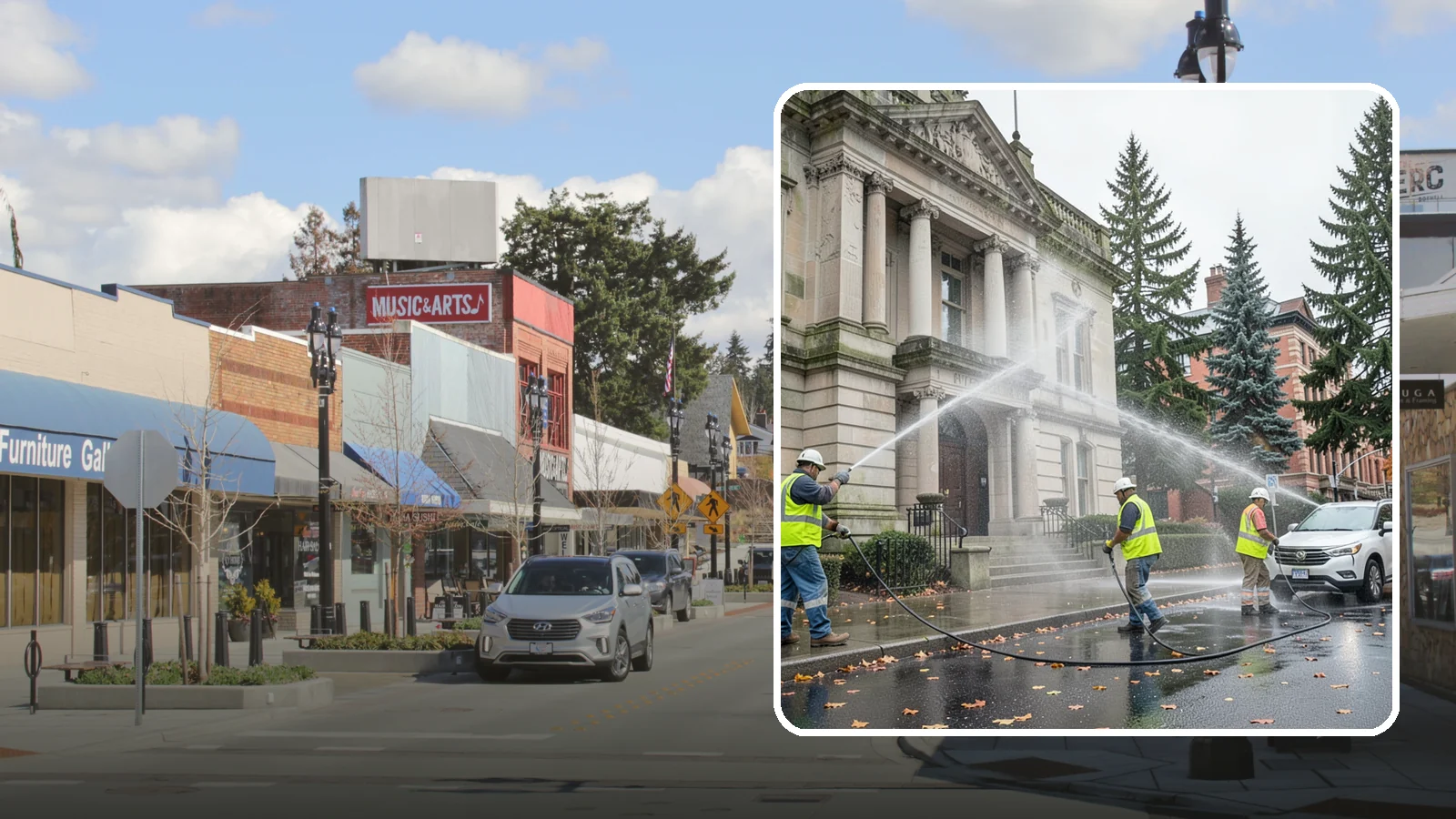 Public Building Washing in Bothell, King County, WA - Soft-wash and pressure-clean the exteriors of city halls, libraries, and civic buildings to remove PNW mildew and staining.