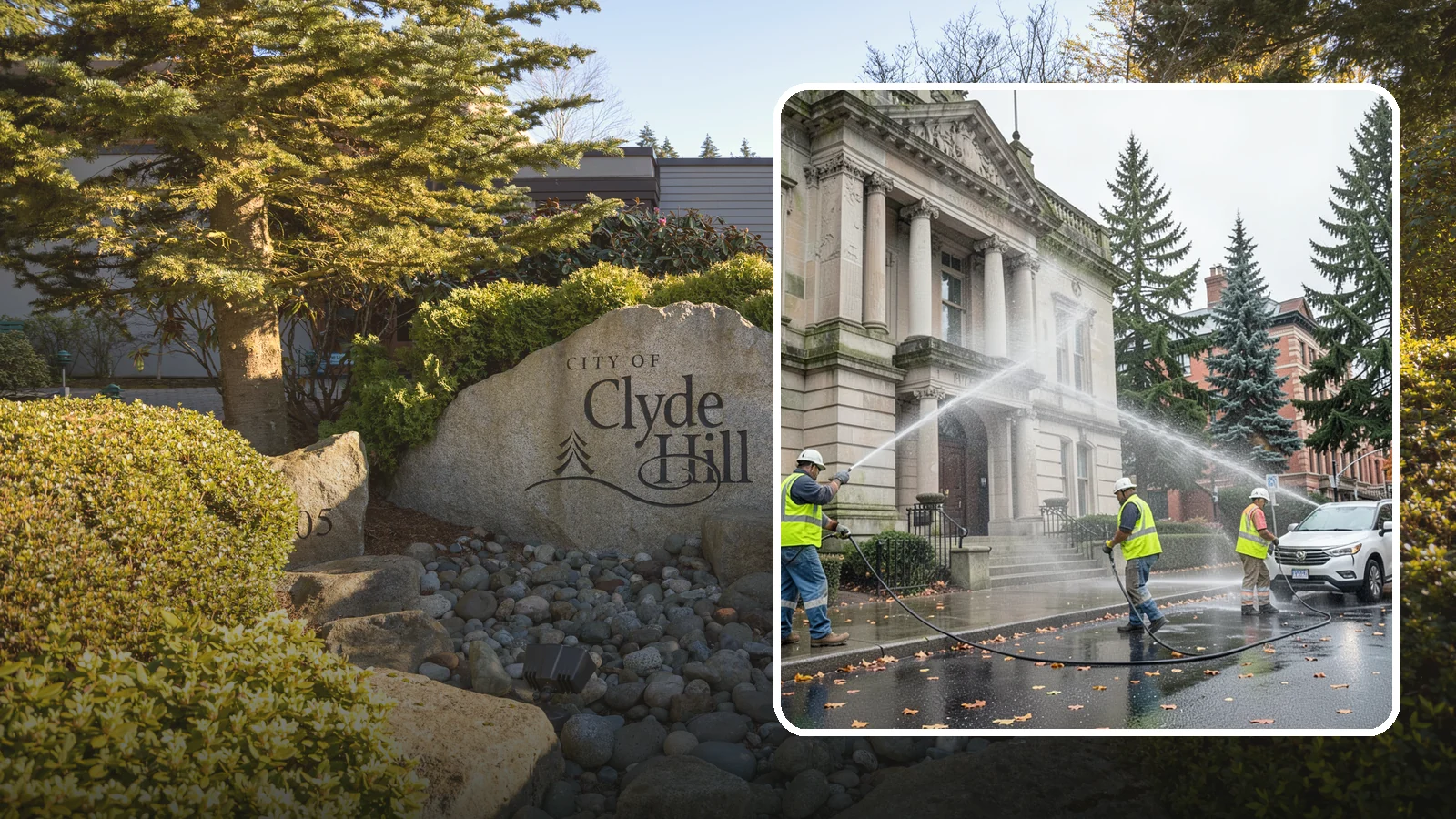Public Building Washing in Clyde Hill, King County, WA - Soft-wash and pressure-clean the exteriors of city halls, libraries, and civic buildings to remove PNW mildew and staining.