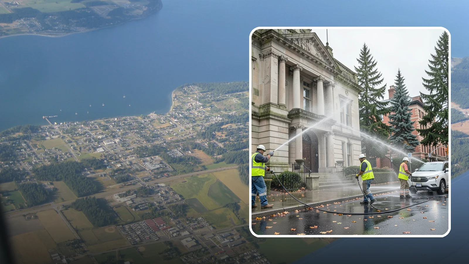 Public Building Washing in Coupeville, Island County, WA - Soft-wash and pressure-clean the exteriors of city halls, libraries, and civic buildings to remove PNW mildew and staining.