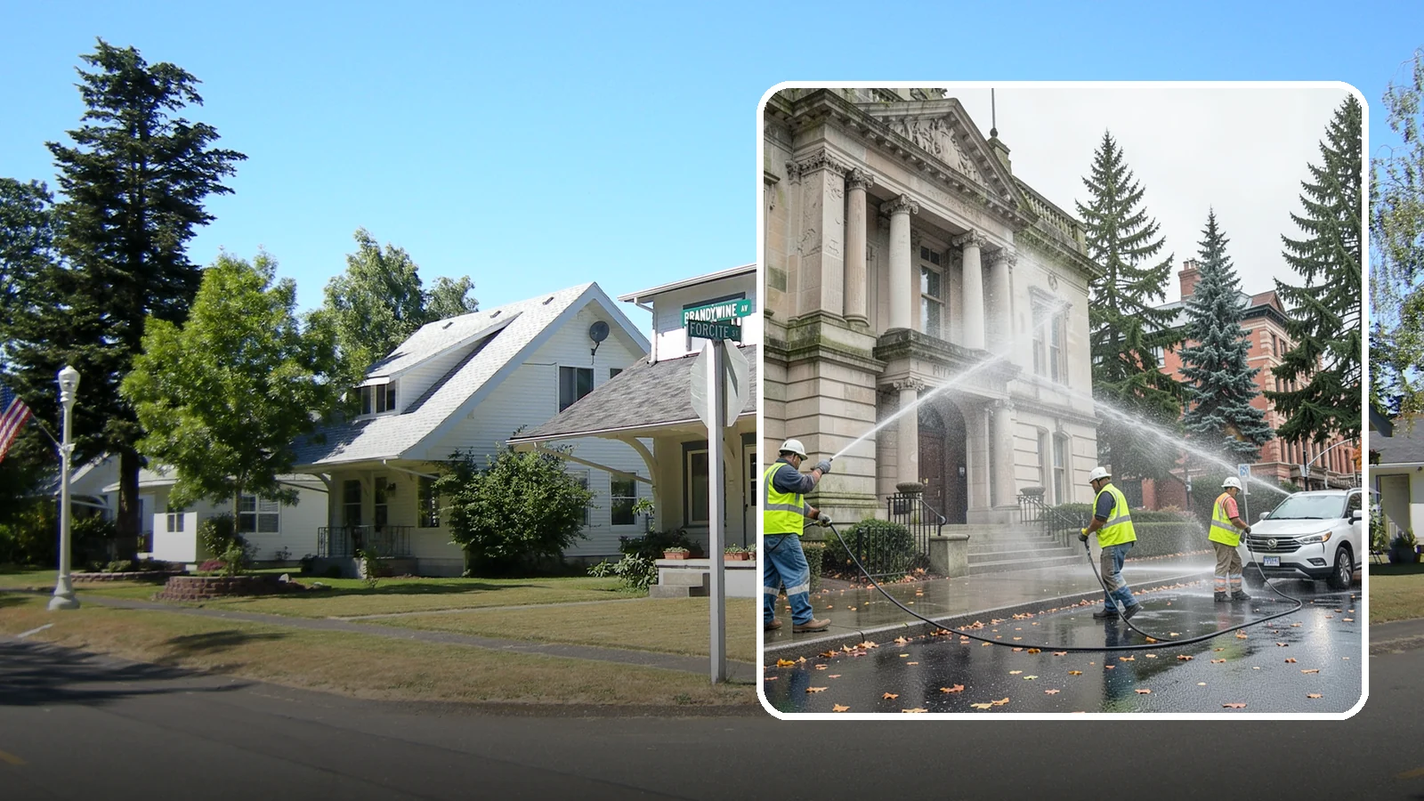 Public Building Washing in DuPont, Pierce County, WA - Soft-wash and pressure-clean the exteriors of city halls, libraries, and civic buildings to remove PNW mildew and staining.