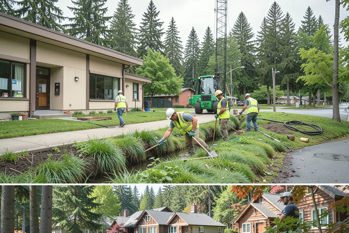 Public Building Washing in Edgewood, Pierce County, WA - Plan exterior washing for late spring through summer when drier weather improves results and slows regrowth of mildew and algae.