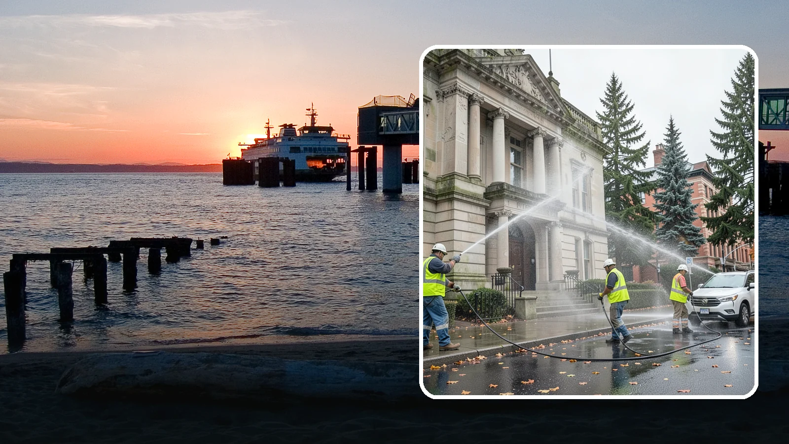Public Building Washing in Edmonds, Snohomish County, WA - Soft-wash and pressure-clean the exteriors of city halls, libraries, and civic buildings to remove PNW mildew and staining.