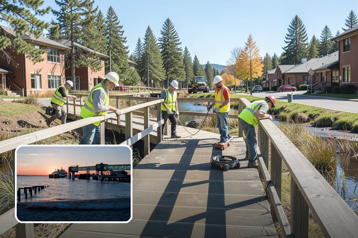 Public Building Washing in Edmonds, Snohomish County, WA - Reverses mildew and algae staining typical of the wet PNW climate