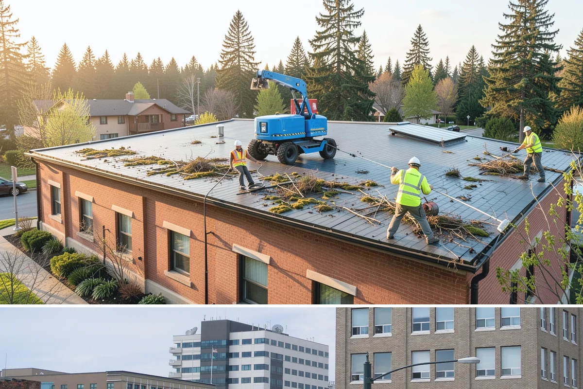 Public Building Washing in Everett, Snohomish County, WA - Plan exterior washing for late spring through summer when drier weather improves results and slows regrowth of mildew and algae.