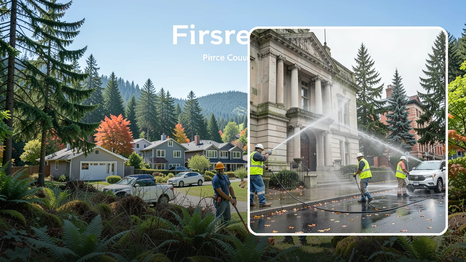 Public Building Washing in Fircrest, Pierce County, WA - Soft-wash and pressure-clean the exteriors of city halls, libraries, and civic buildings to remove PNW mildew and staining.