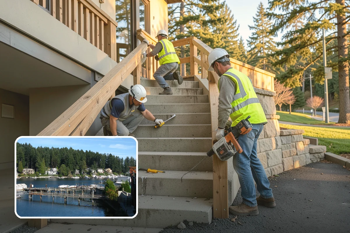 Public Building Washing in Gig Harbor, Pierce County, WA - Reverses mildew and algae staining typical of the wet PNW climate
