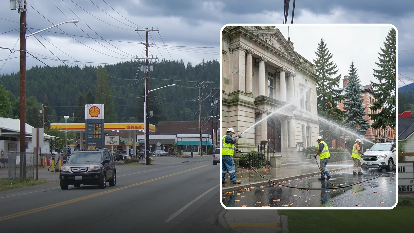 Public Building Washing in Granite Falls, Snohomish County, WA - Soft-wash and pressure-clean the exteriors of city halls, libraries, and civic buildings to remove PNW mildew and staining.