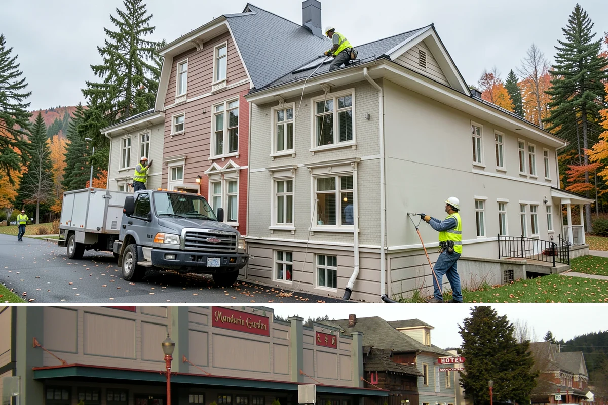 Public Building Washing in Issaquah, King County, WA - Plan exterior washing for late spring through summer when drier weather improves results and slows regrowth of mildew and algae.
