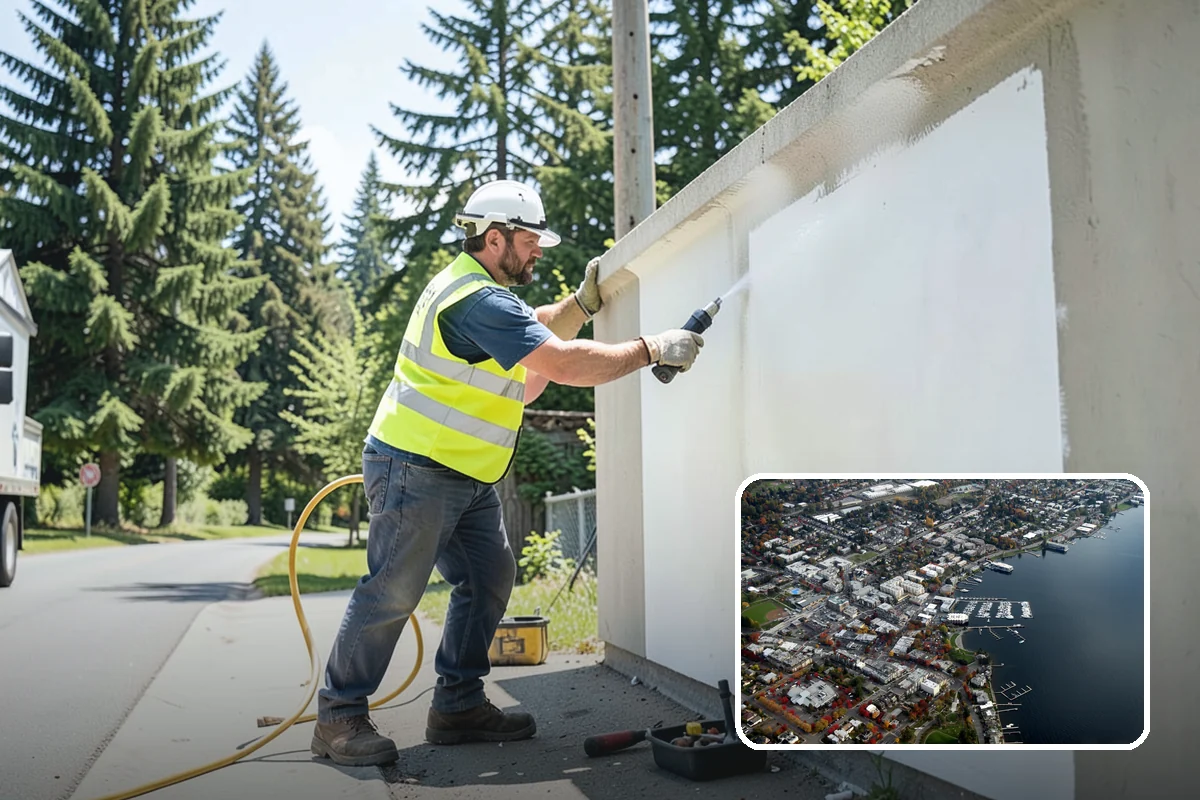 Public Building Washing in Kirkland, King County, WA - Reverses mildew and algae staining typical of the wet PNW climate