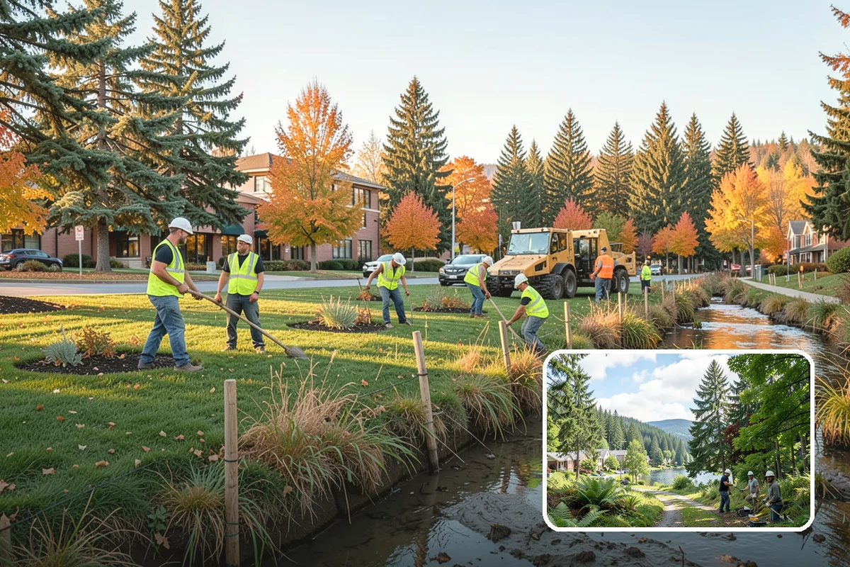 Public Building Washing in Lake Forest Park, King County, WA - Reverses mildew and algae staining typical of the wet PNW climate
