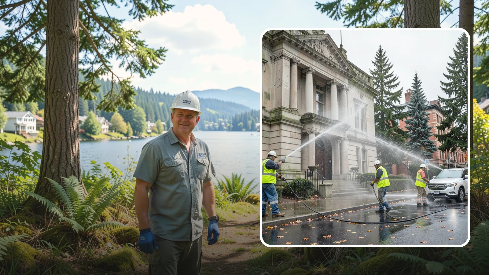 Public Building Washing in Milton, King County, WA - Soft-wash and pressure-clean the exteriors of city halls, libraries, and civic buildings to remove PNW mildew and staining.