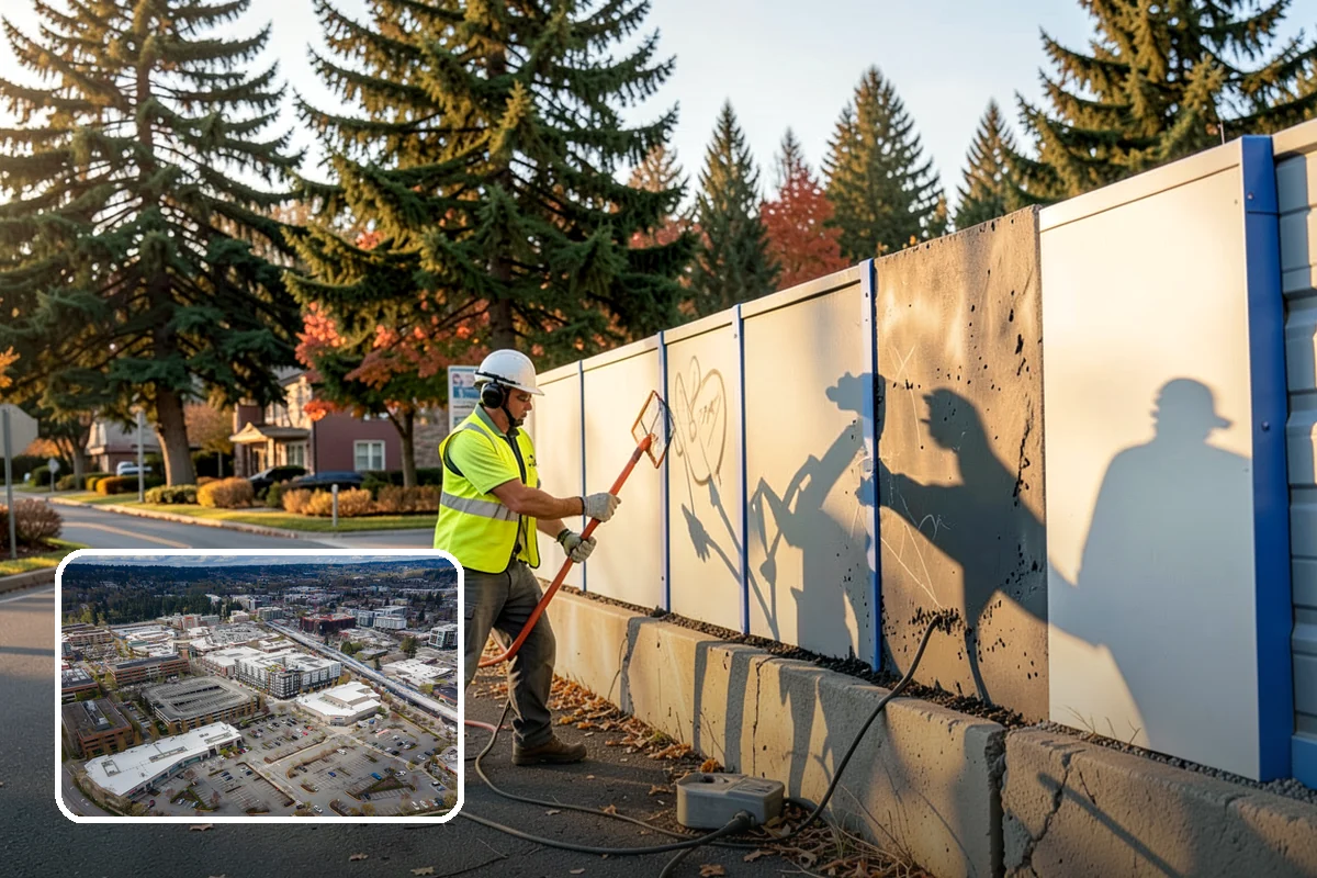 Public Building Washing in Redmond, King County, WA - Reverses mildew and algae staining typical of the wet PNW climate