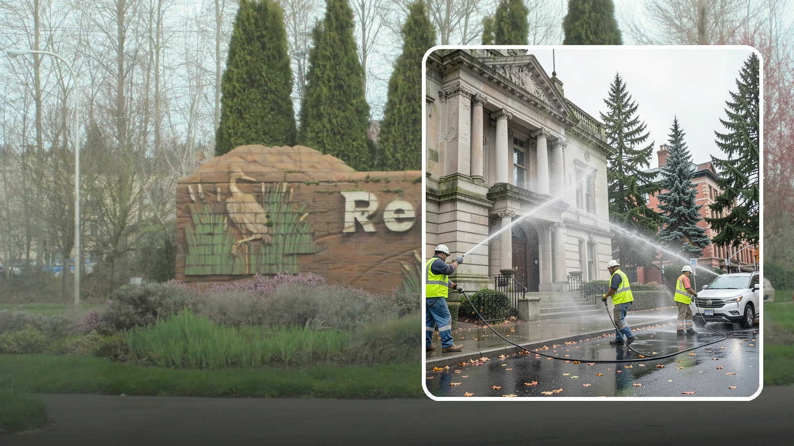 Public Building Washing in Renton, King County, WA - Soft-wash and pressure-clean the exteriors of city halls, libraries, and civic buildings to remove PNW mildew and staining.