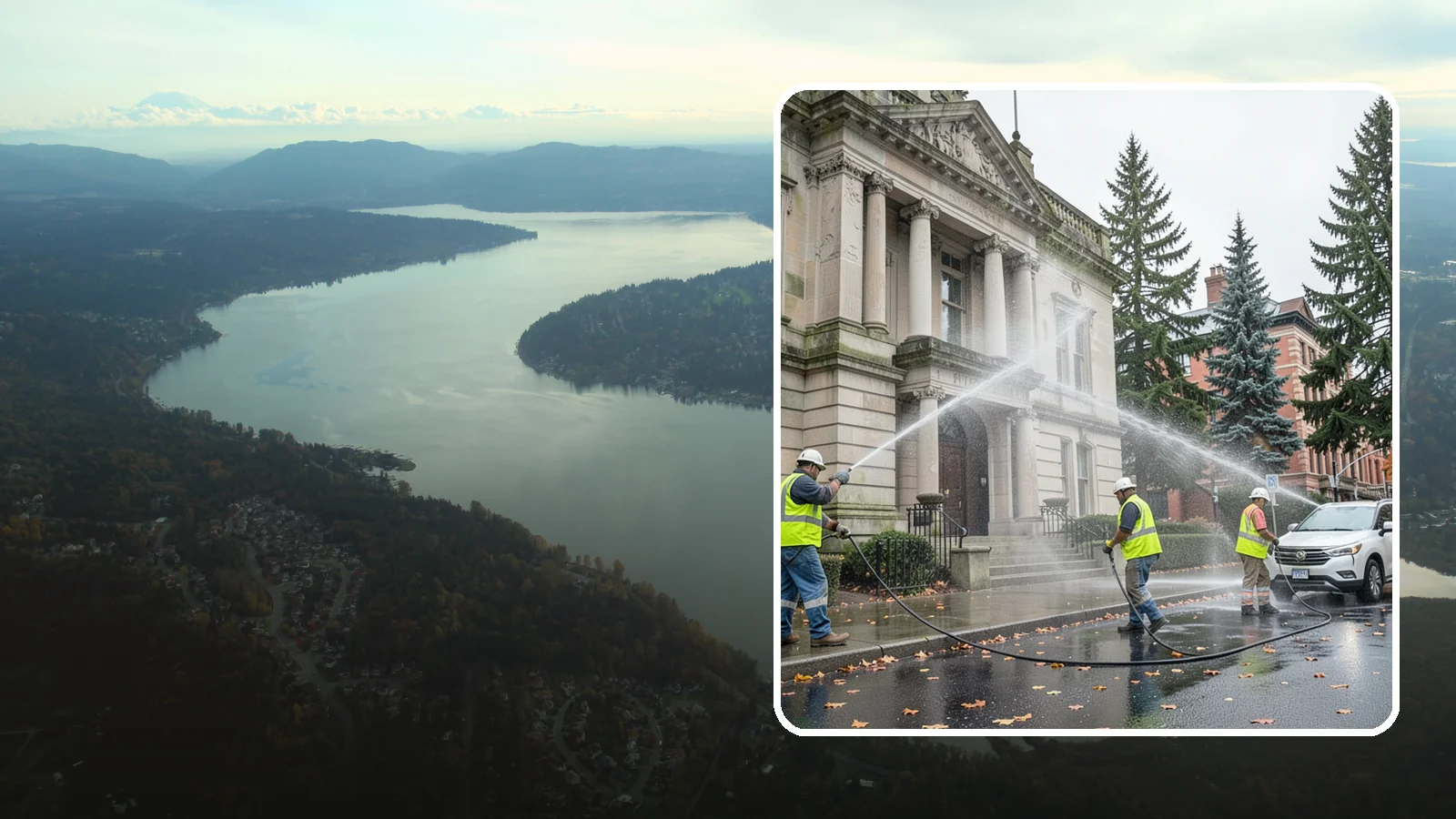 Public Building Washing in Sammamish, King County, WA - Soft-wash and pressure-clean the exteriors of city halls, libraries, and civic buildings to remove PNW mildew and staining.