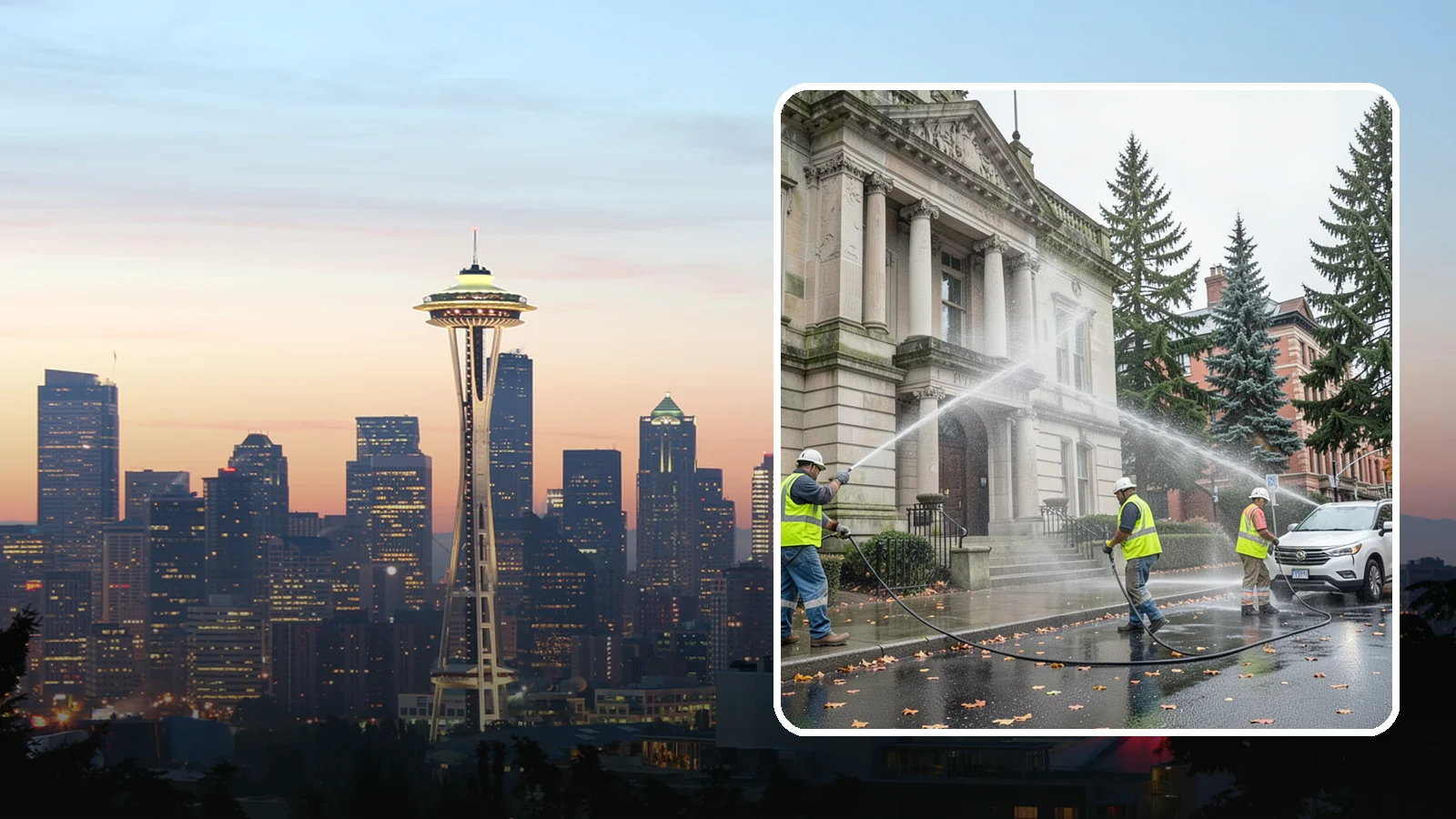 Public Building Washing in Seattle, King County, WA - Soft-wash and pressure-clean the exteriors of city halls, libraries, and civic buildings to remove PNW mildew and staining.