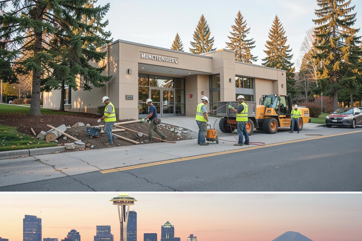 Public Building Washing in Seattle, King County, WA - Plan exterior washing for late spring through summer when drier weather improves results and slows regrowth of mildew and algae.