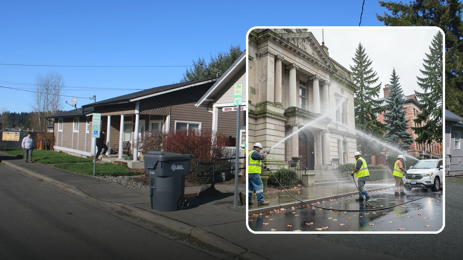 Public Building Washing in South Prairie, Pierce County, WA - Soft-wash and pressure-clean the exteriors of city halls, libraries, and civic buildings to remove PNW mildew and staining.