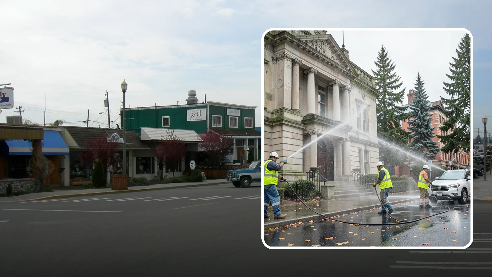 Public Building Washing in Stanwood, Snohomish County, WA - Soft-wash and pressure-clean the exteriors of city halls, libraries, and civic buildings to remove PNW mildew and staining.