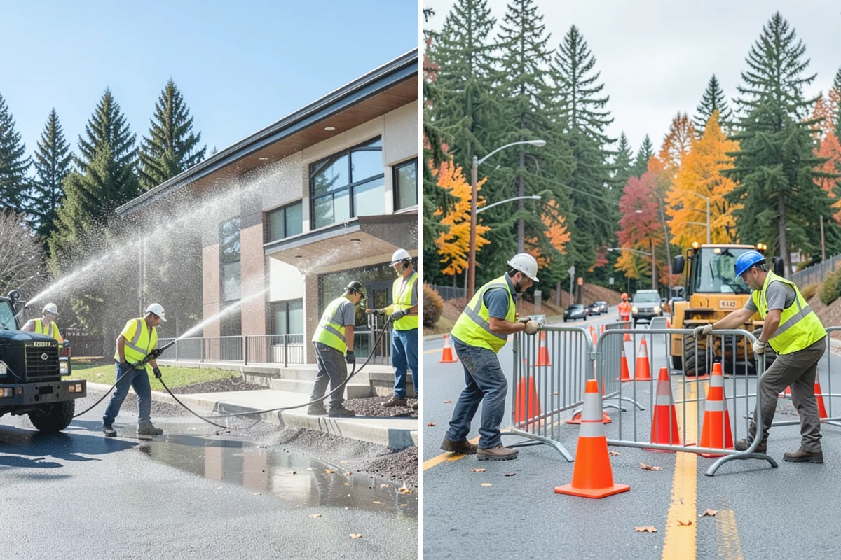 Public Building Washing in Sumner, Pierce County, WA - Inspect facade materials, staining, and access constraints
