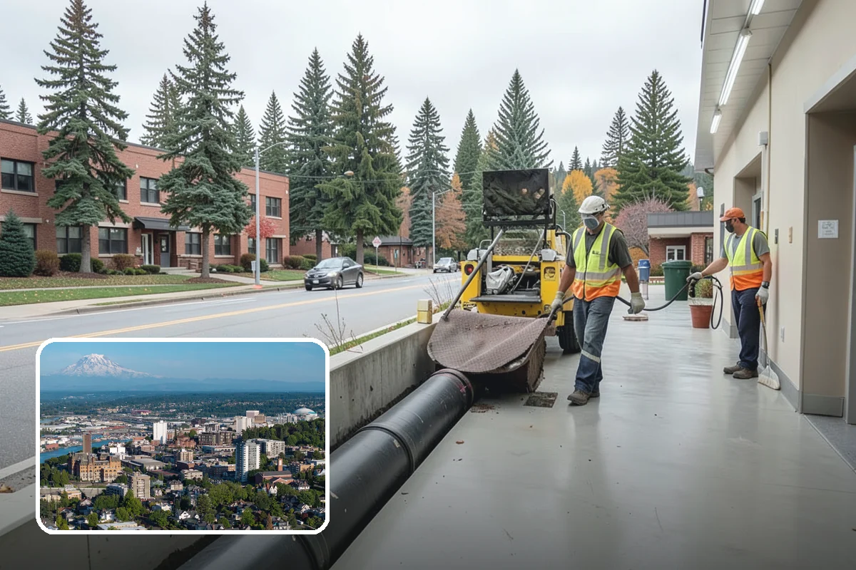 Public Building Washing in Tacoma, Pierce County, WA - Reverses mildew and algae staining typical of the wet PNW climate