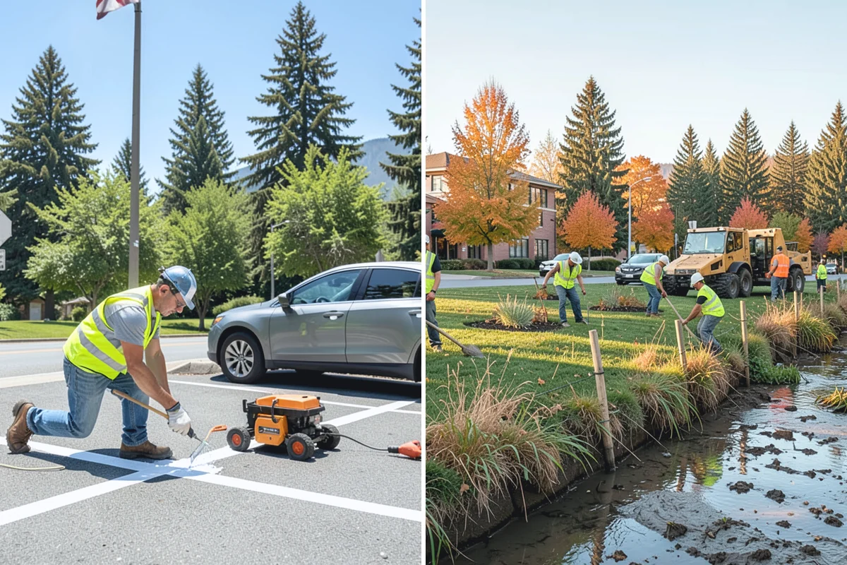 Public Building Washing in Woodinville, King County, WA - Inspect facade materials, staining, and access constraints