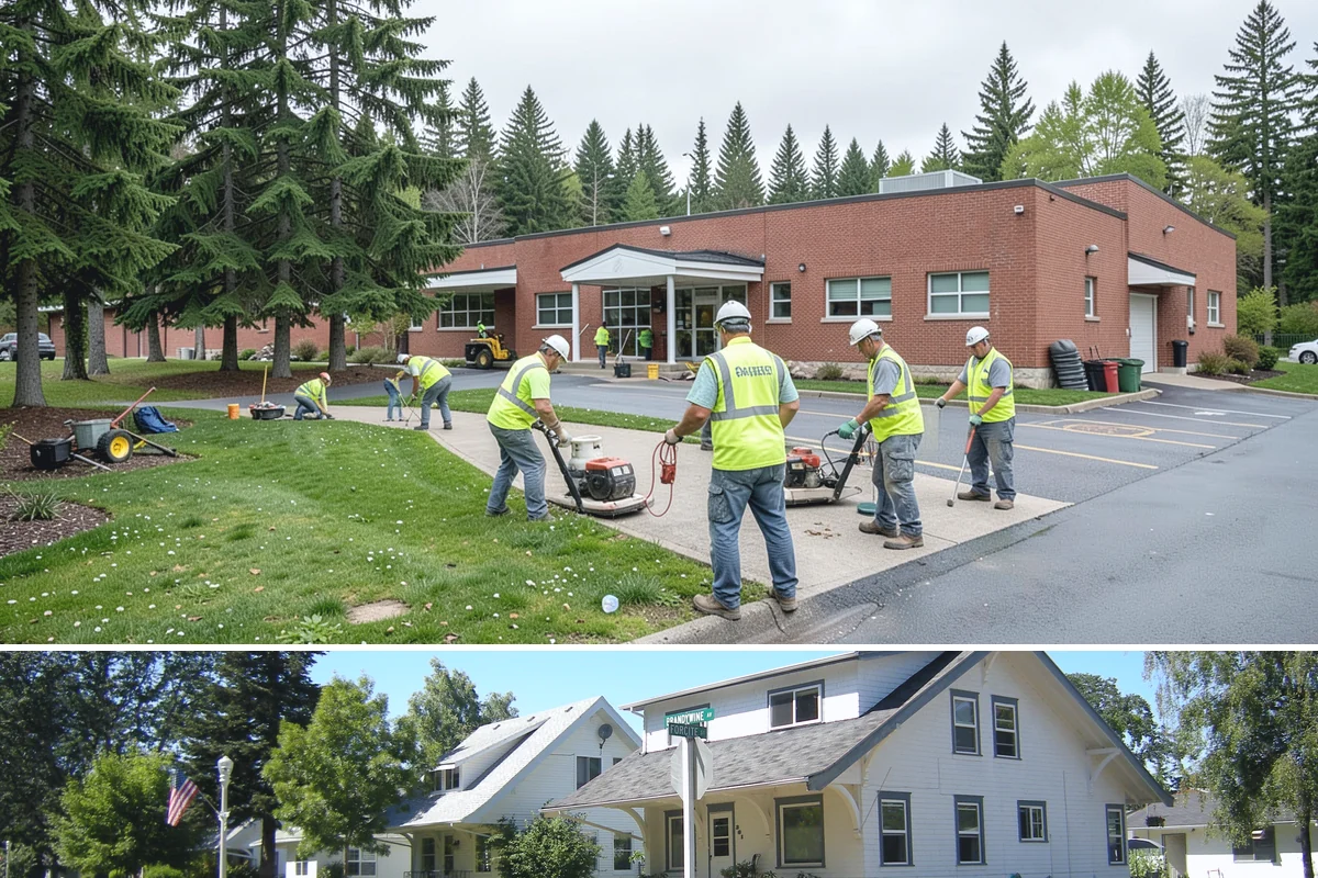 Public Facility Renovation in DuPont, Pierce County, WA - Interior renovation proceeds year-round, while envelope and roofing components benefit from dry-season scheduling.