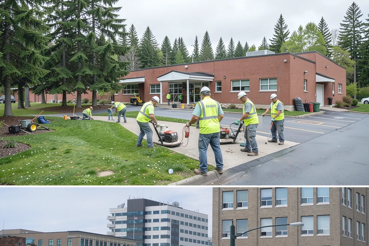 Public Facility Renovation in Everett, Snohomish County, WA - Interior renovation proceeds year-round, while envelope and roofing components benefit from dry-season scheduling.